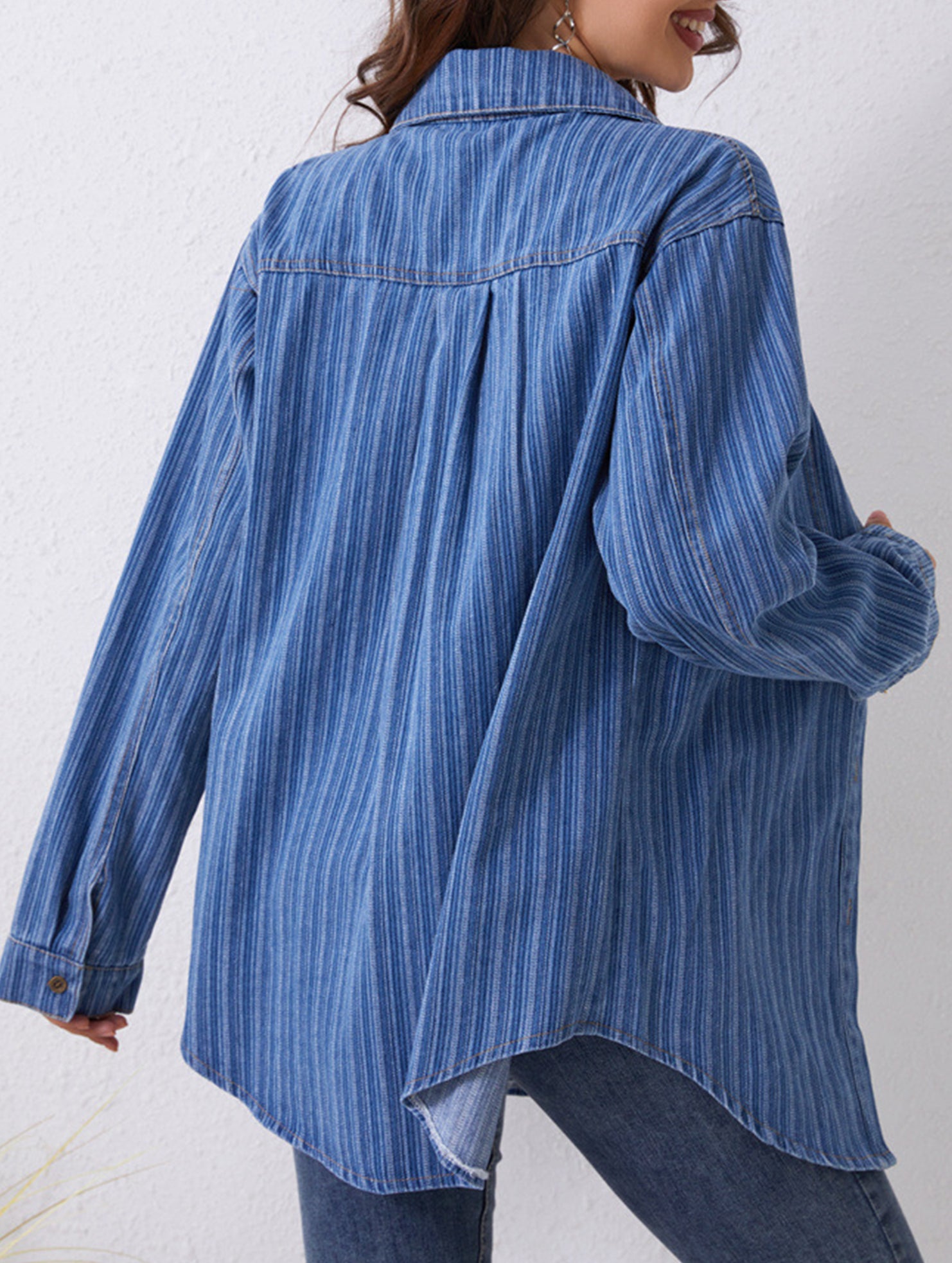 Versatile loose denim shirt