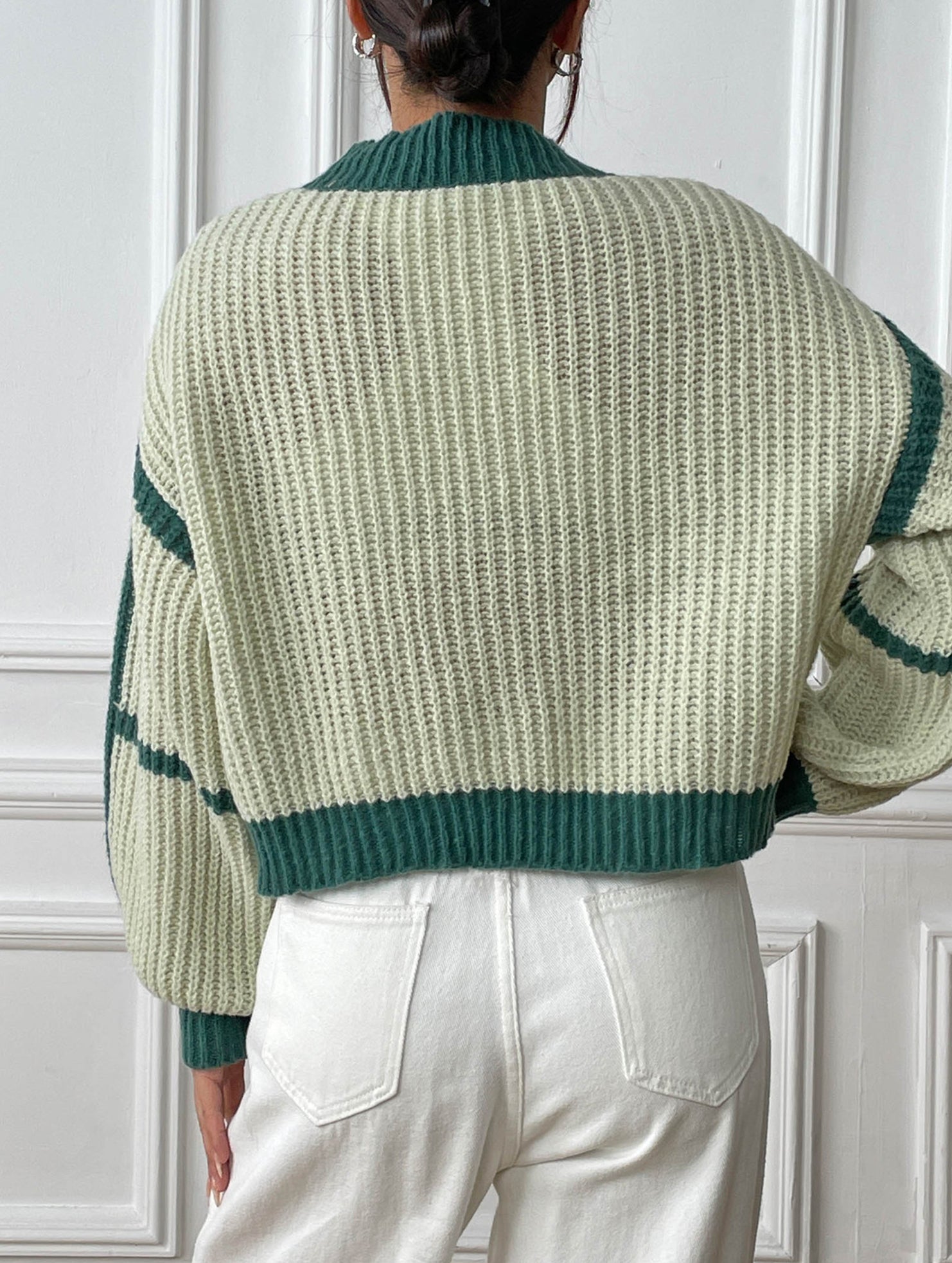 Casual loose jacket contrast color cardigan