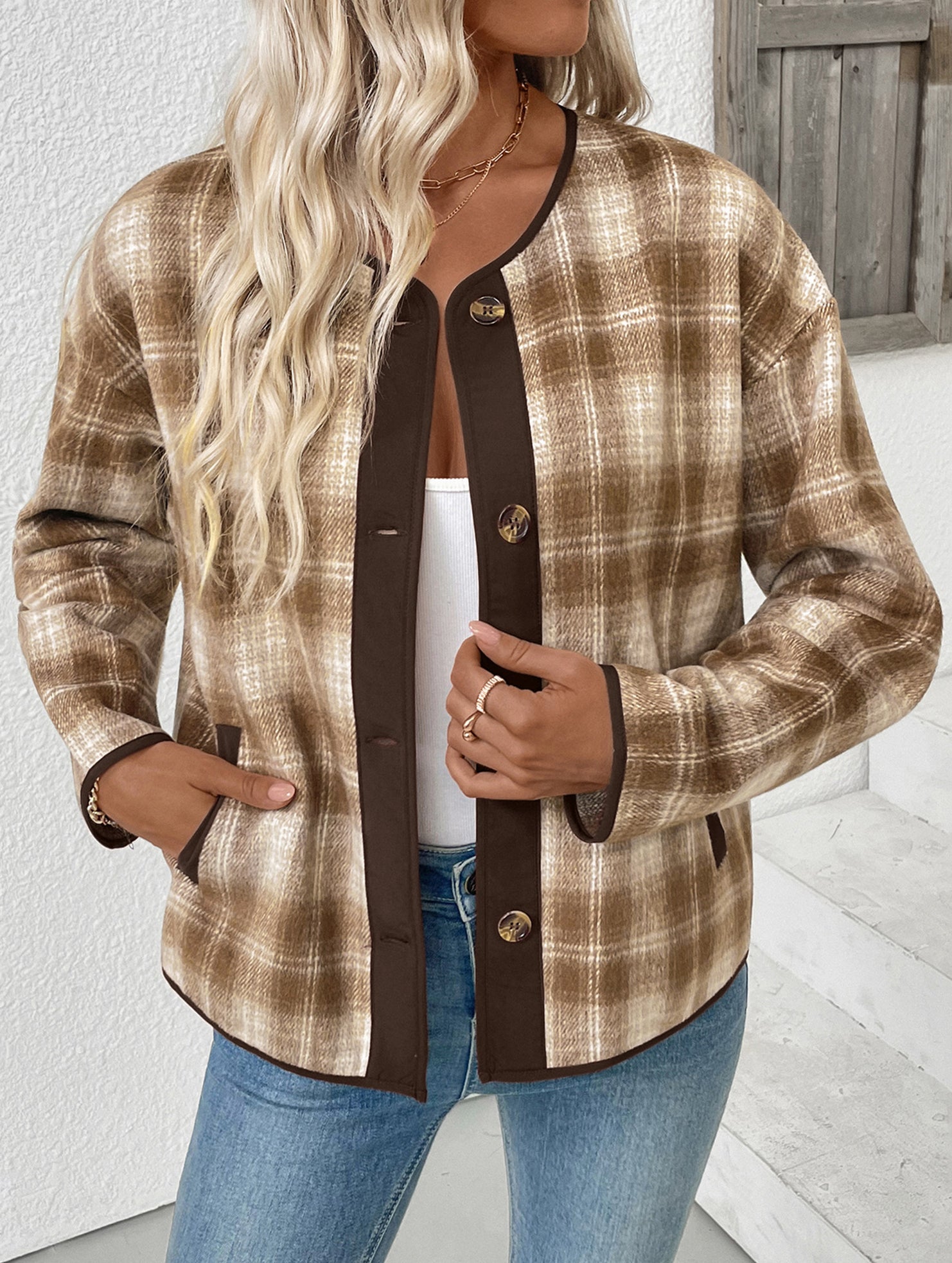 Versatile Plush Plaid Cardigan