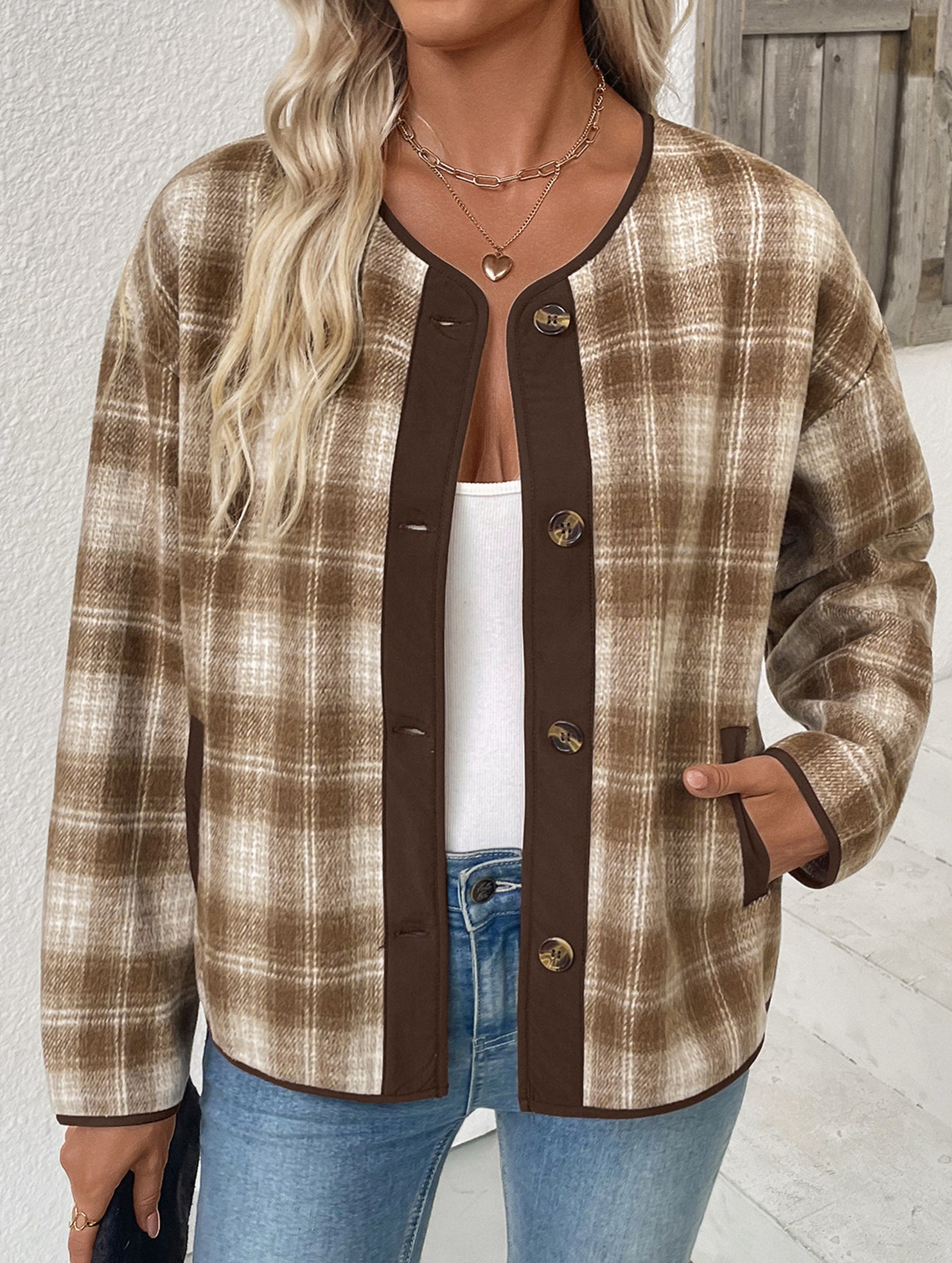 Versatile Plush Plaid Cardigan