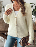 Pearl Button Four-Button Cardigan Sweater