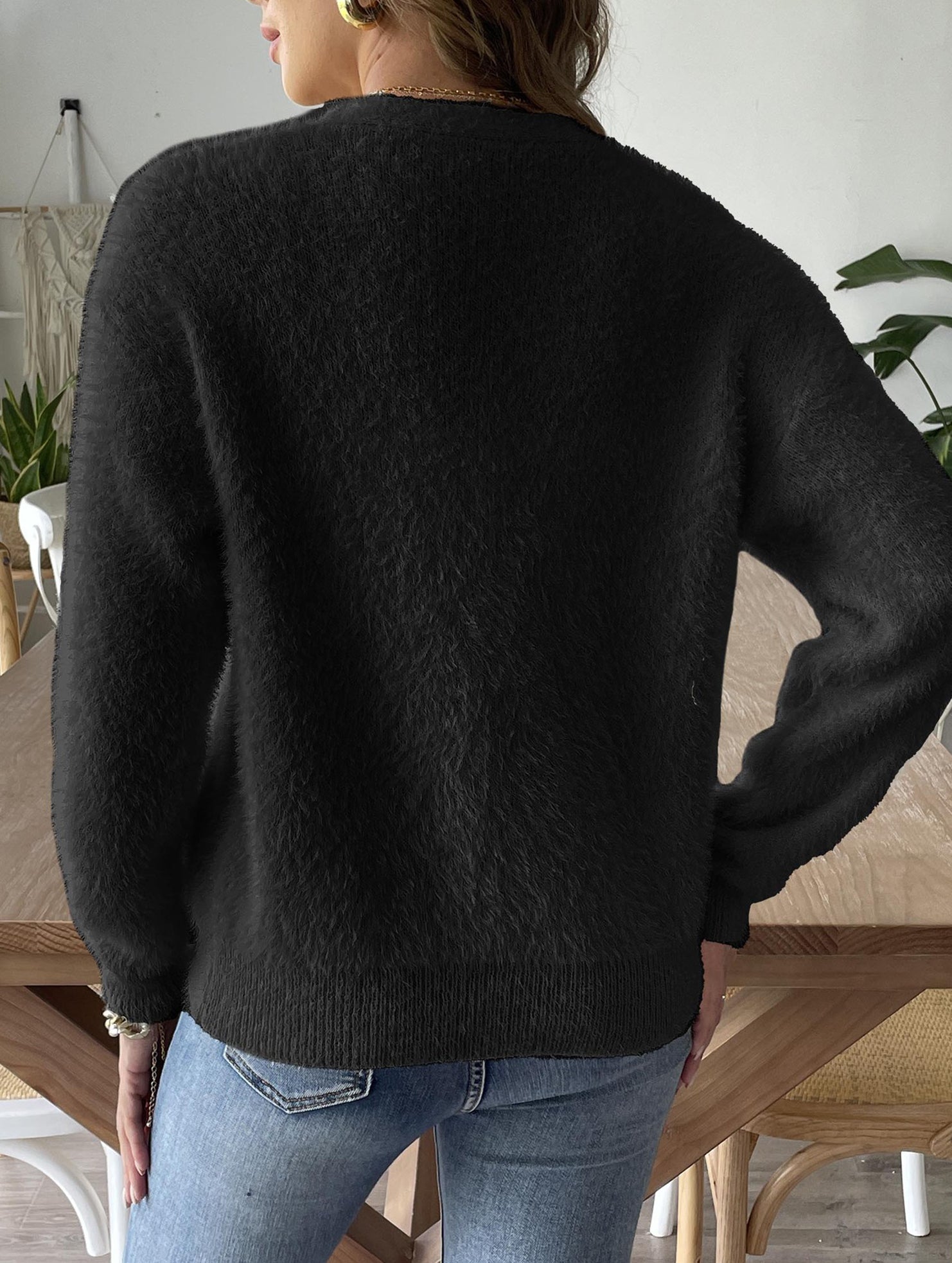 Pearl Button Four-Button Cardigan Sweater