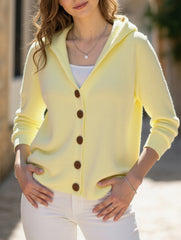 Single-breasted loose hooded knitted cardigan