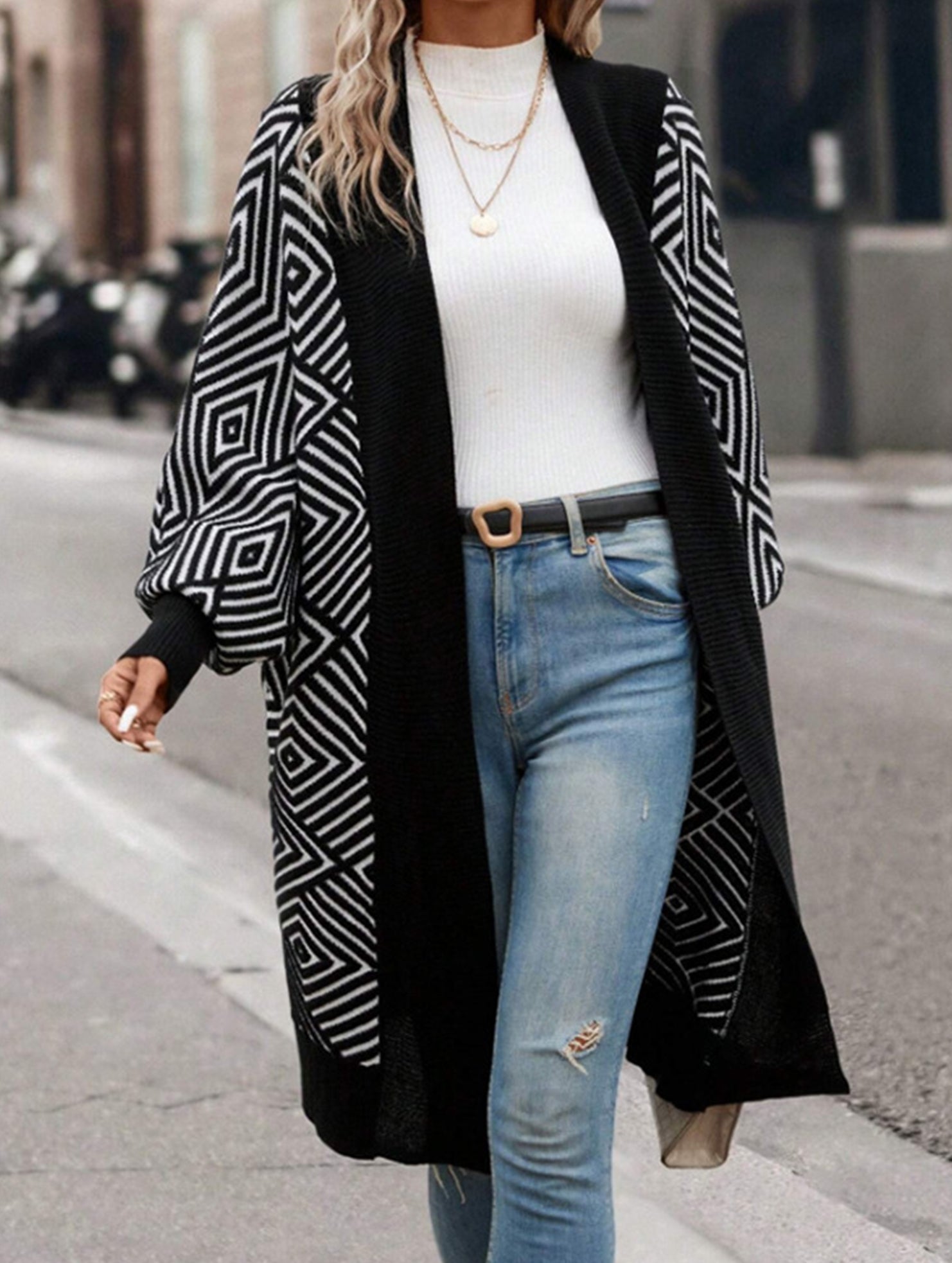 Loose Striped V-Neck Casual Cardigan