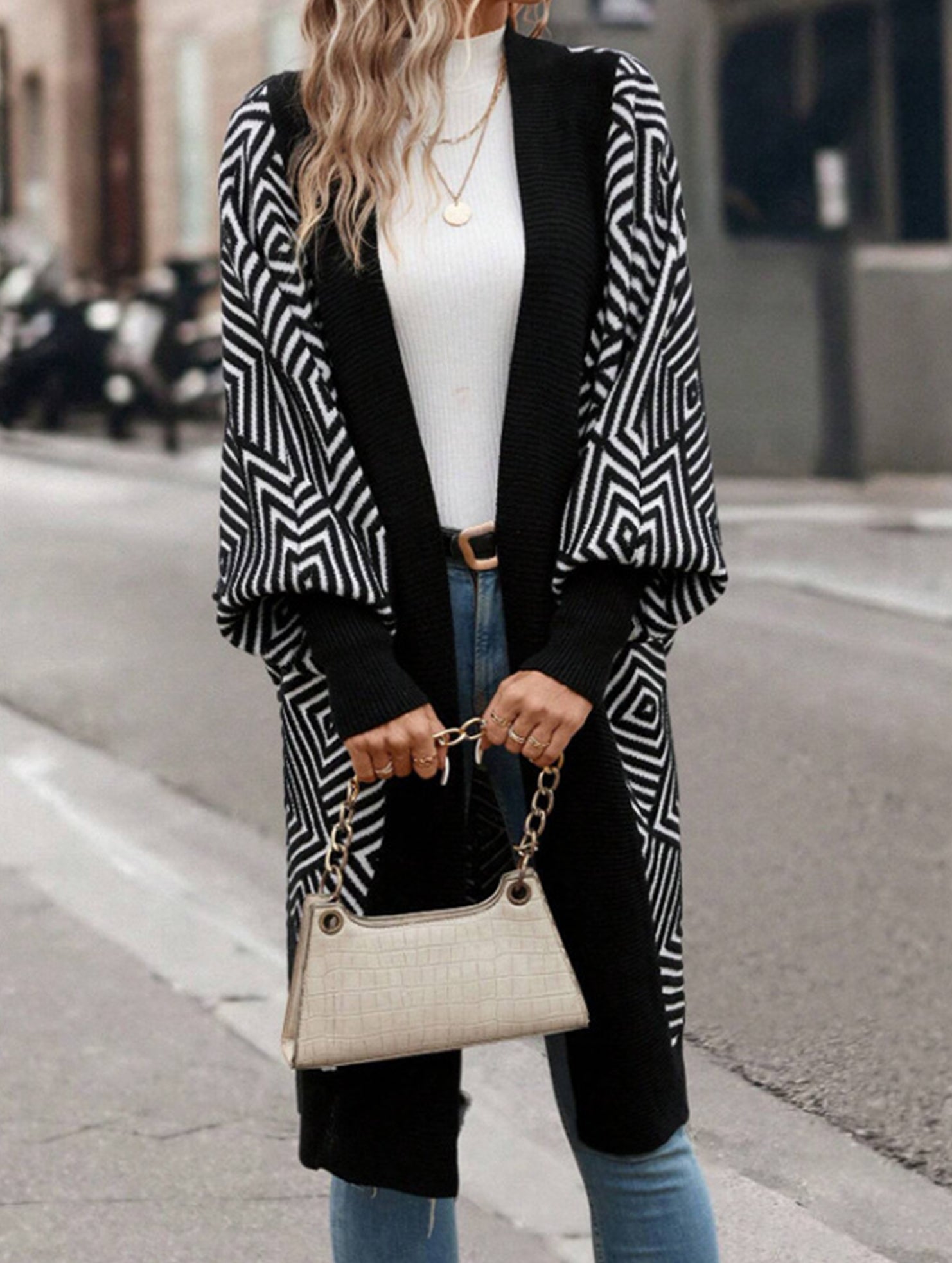 Loose Striped V-Neck Casual Cardigan