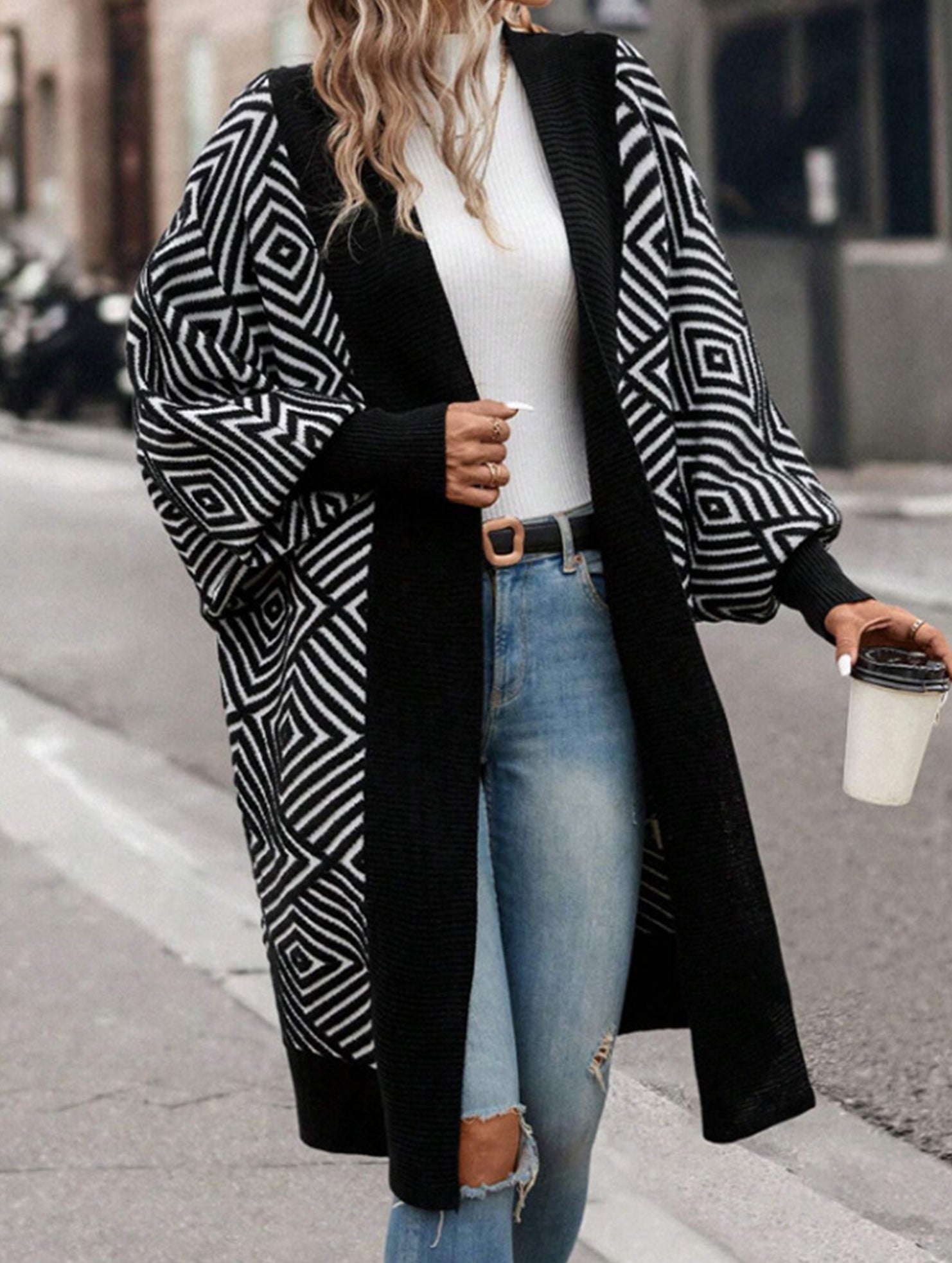 Loose Striped V-Neck Casual Cardigan