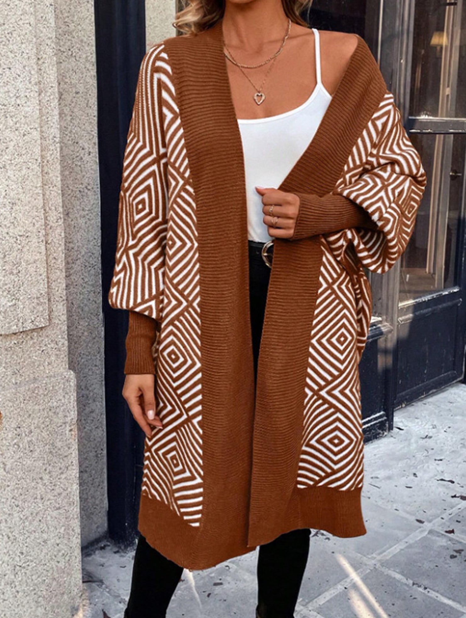 Loose Striped V-Neck Casual Cardigan