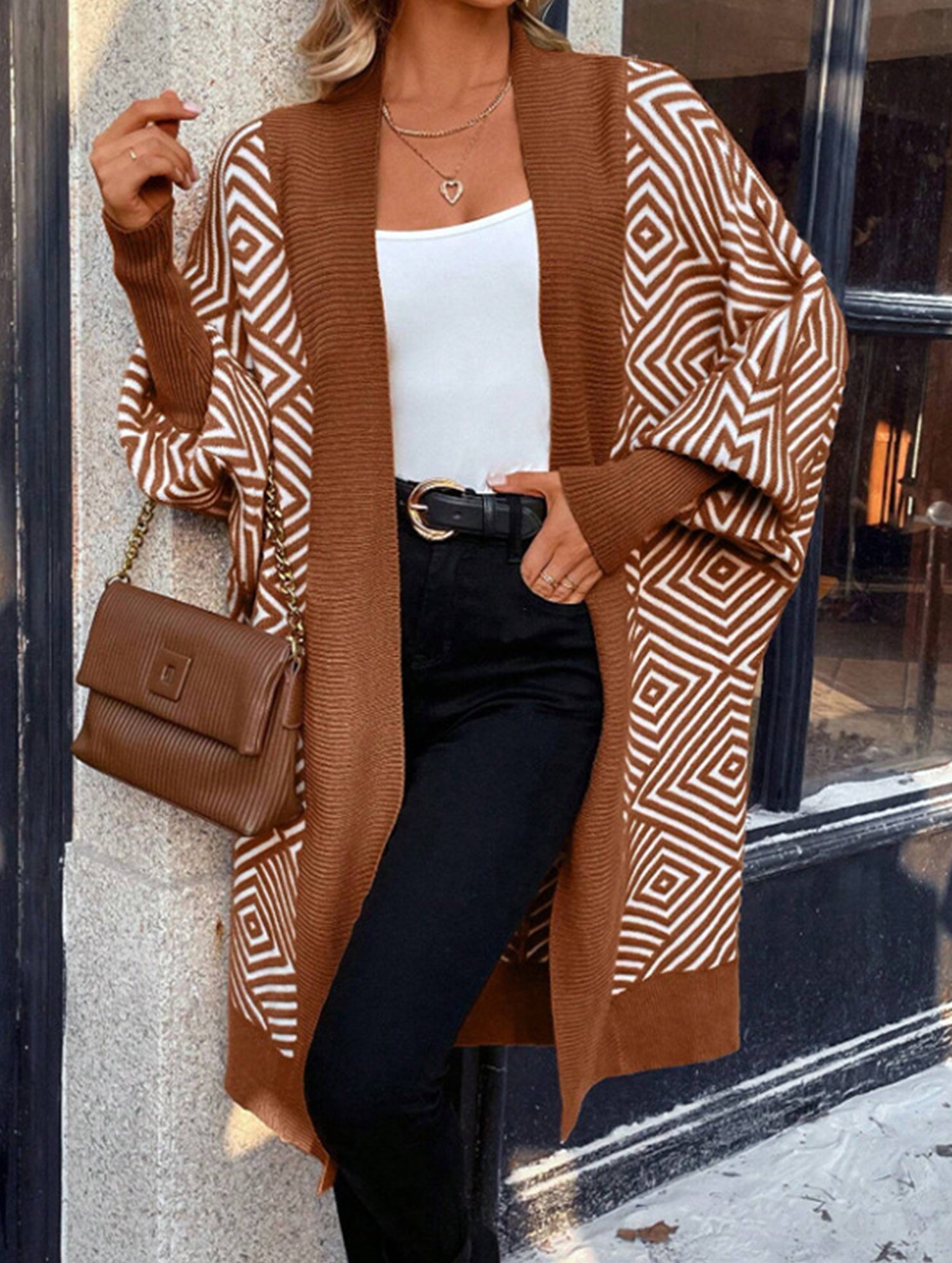 Loose Striped V-Neck Casual Cardigan