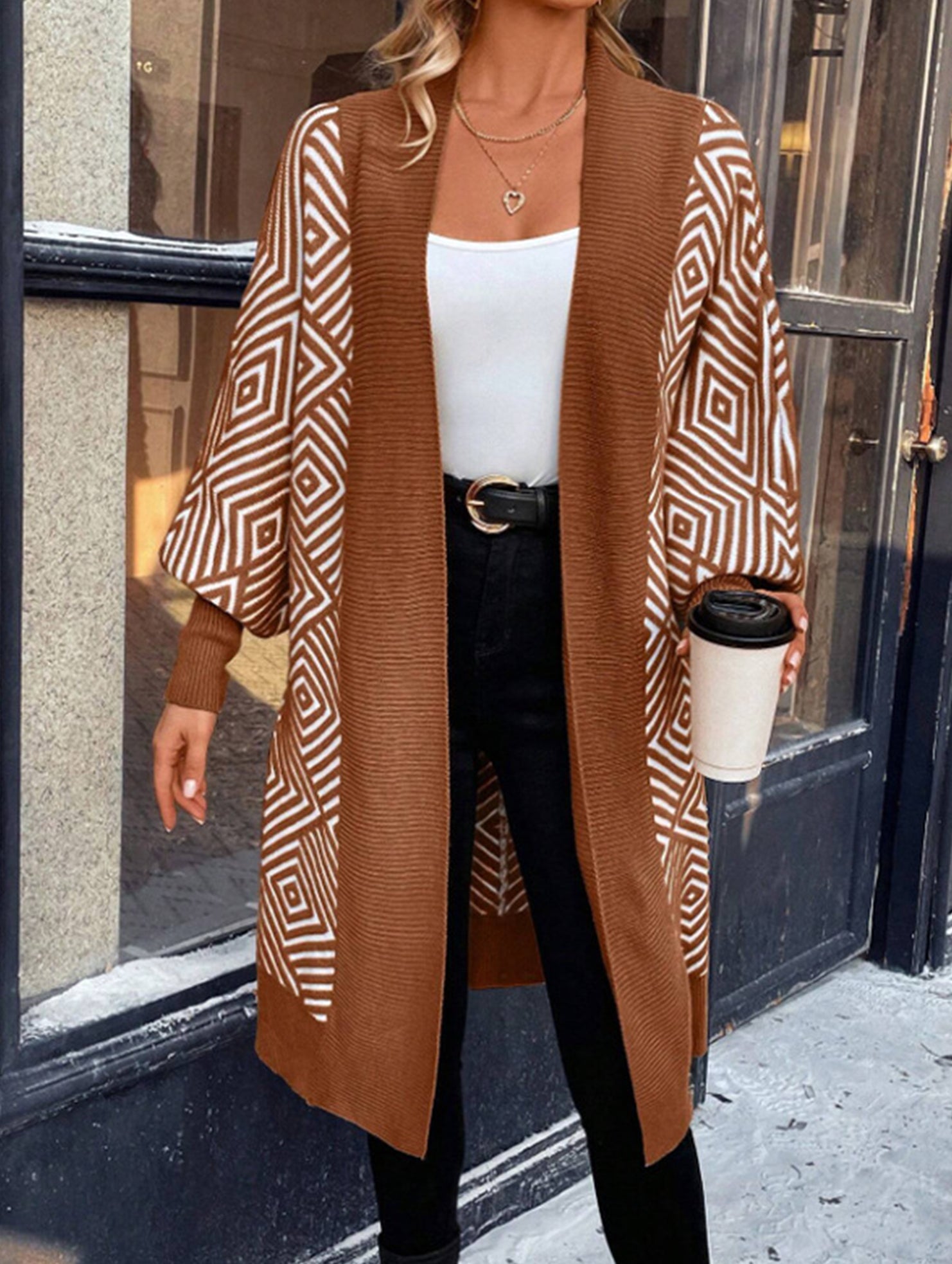 Loose Striped V-Neck Casual Cardigan