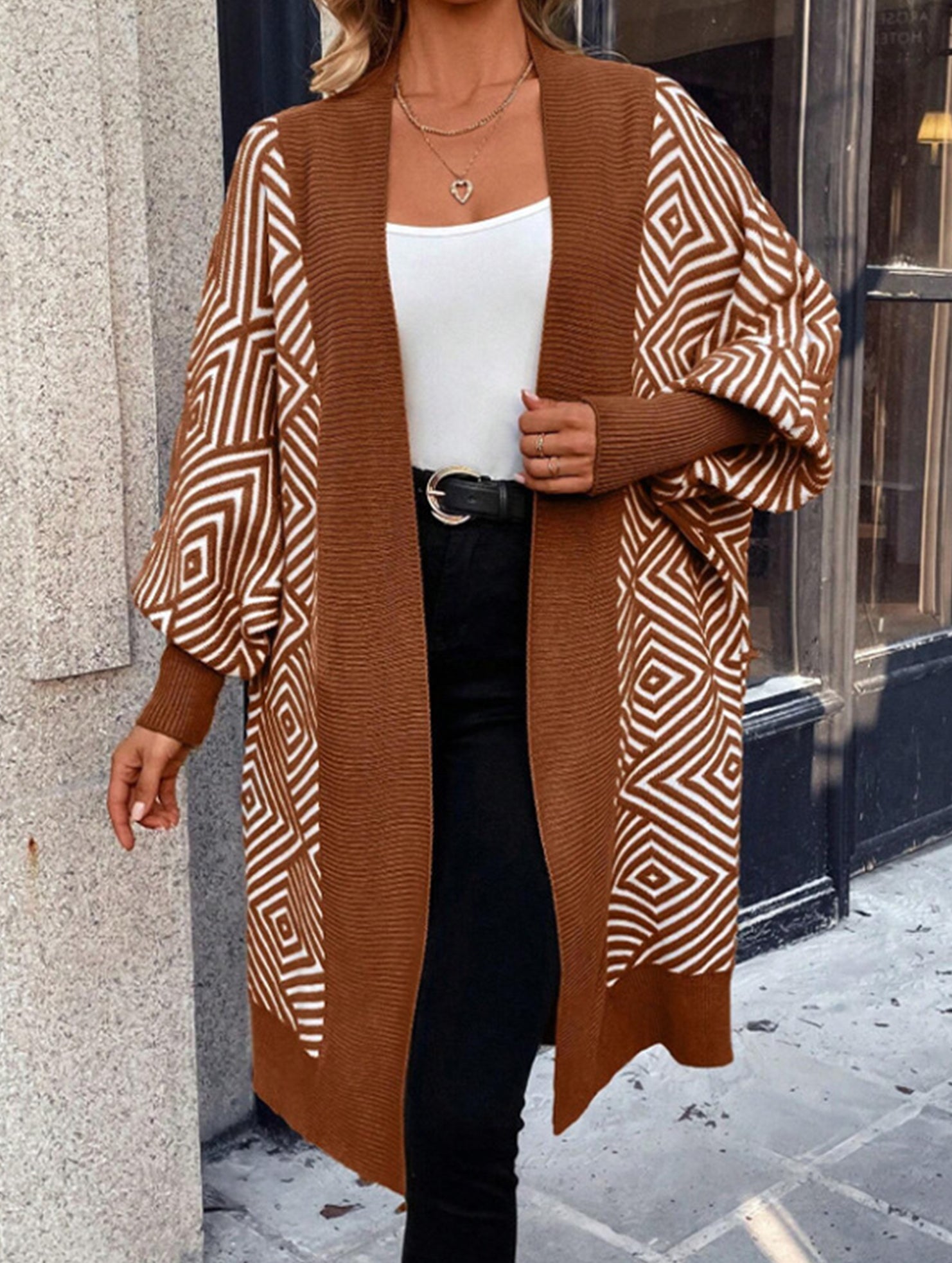 Loose Striped V-Neck Casual Cardigan