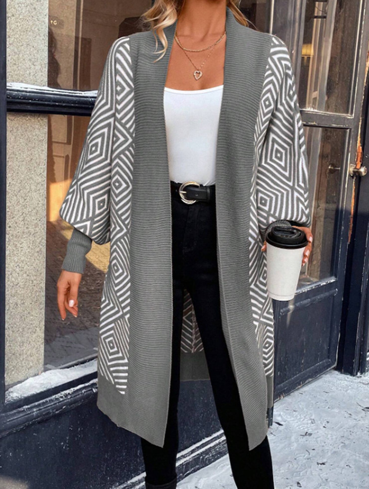 Loose Striped V-Neck Casual Cardigan