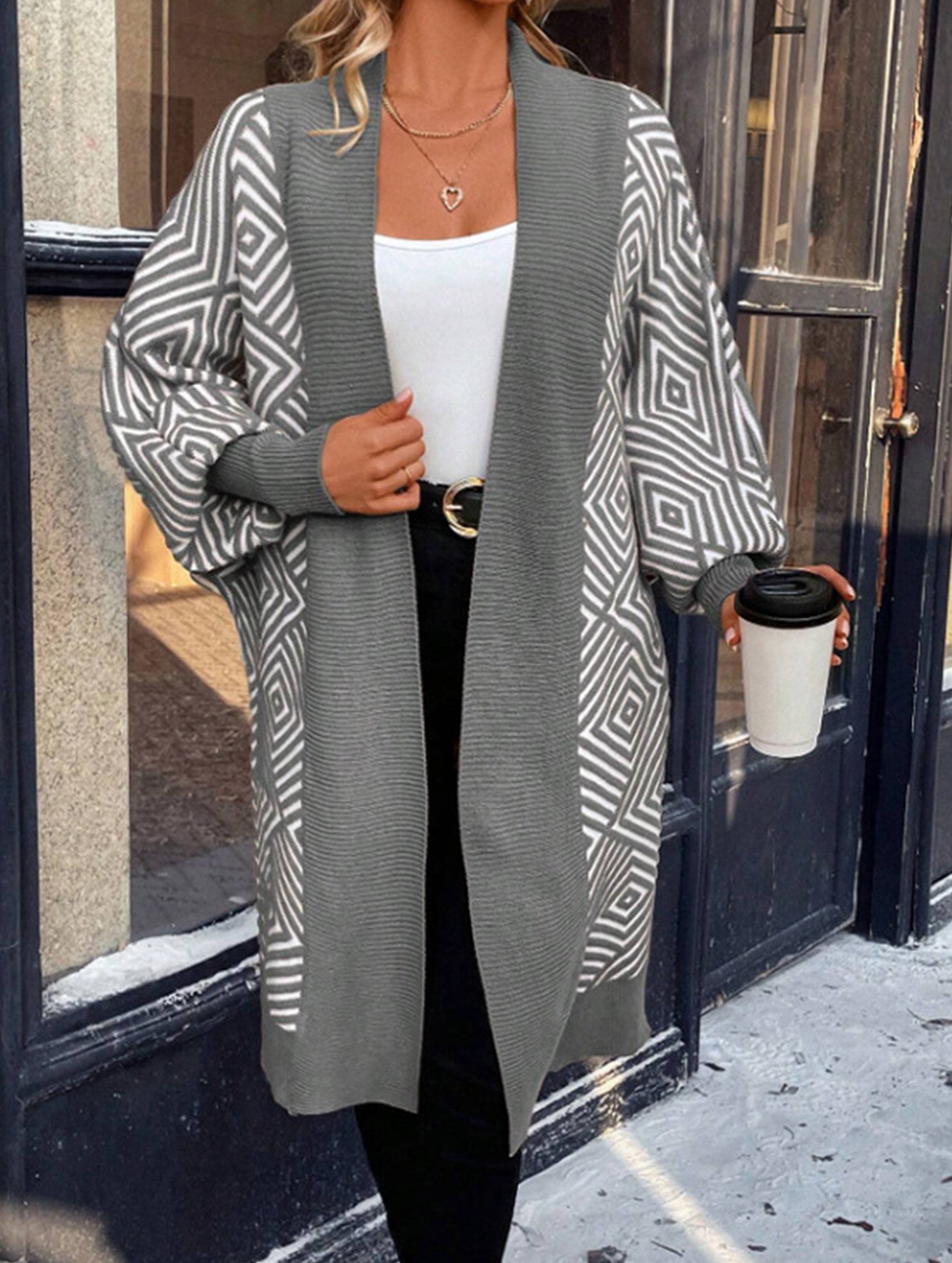 Loose Striped V-Neck Casual Cardigan