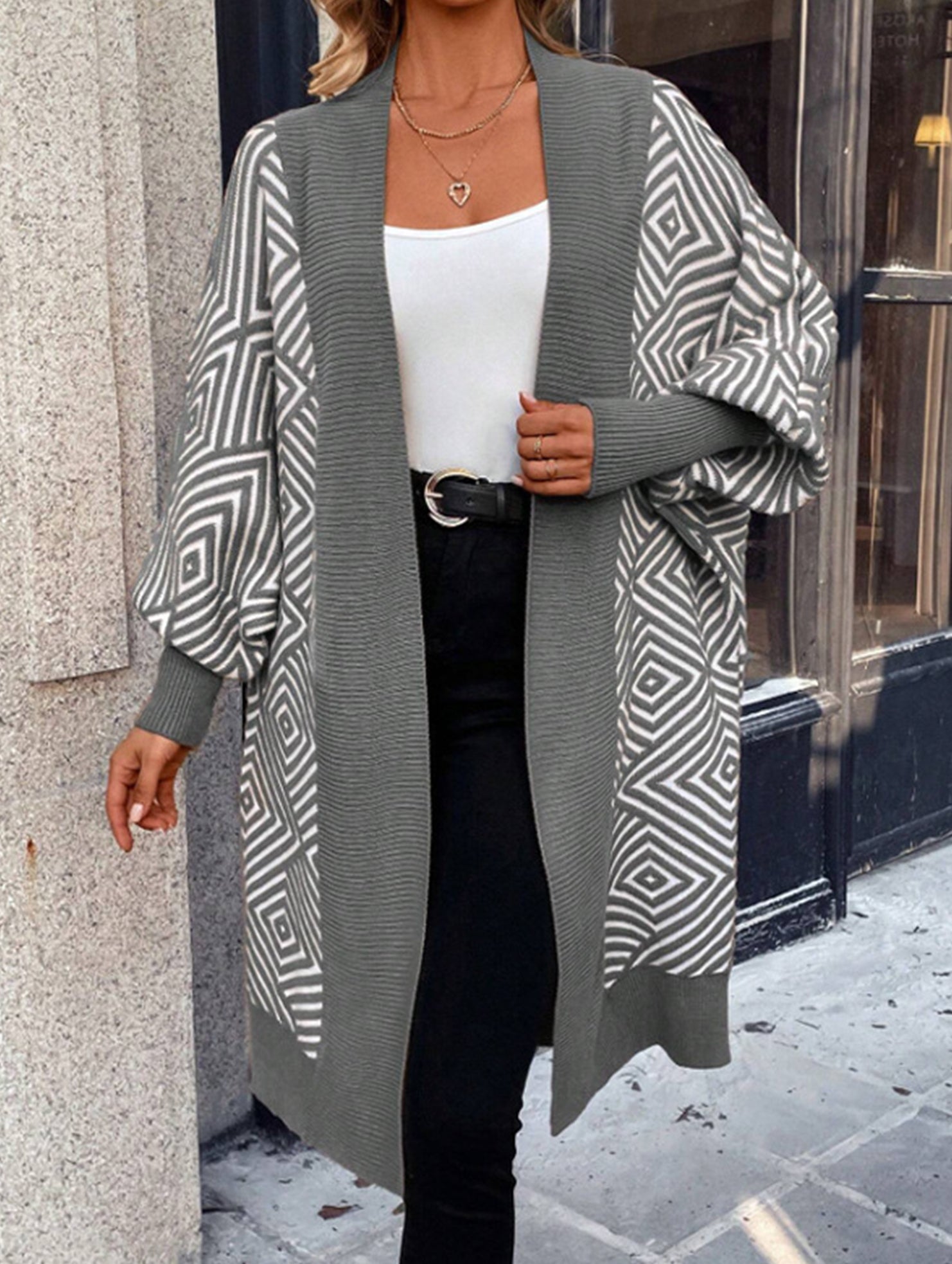 Loose Striped V-Neck Casual Cardigan