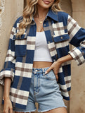 Casual loose plaid long-sleeved shirt