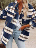 Casual loose plaid long-sleeved shirt