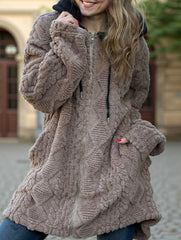 Casual hooded solid color long-sleeved jacket