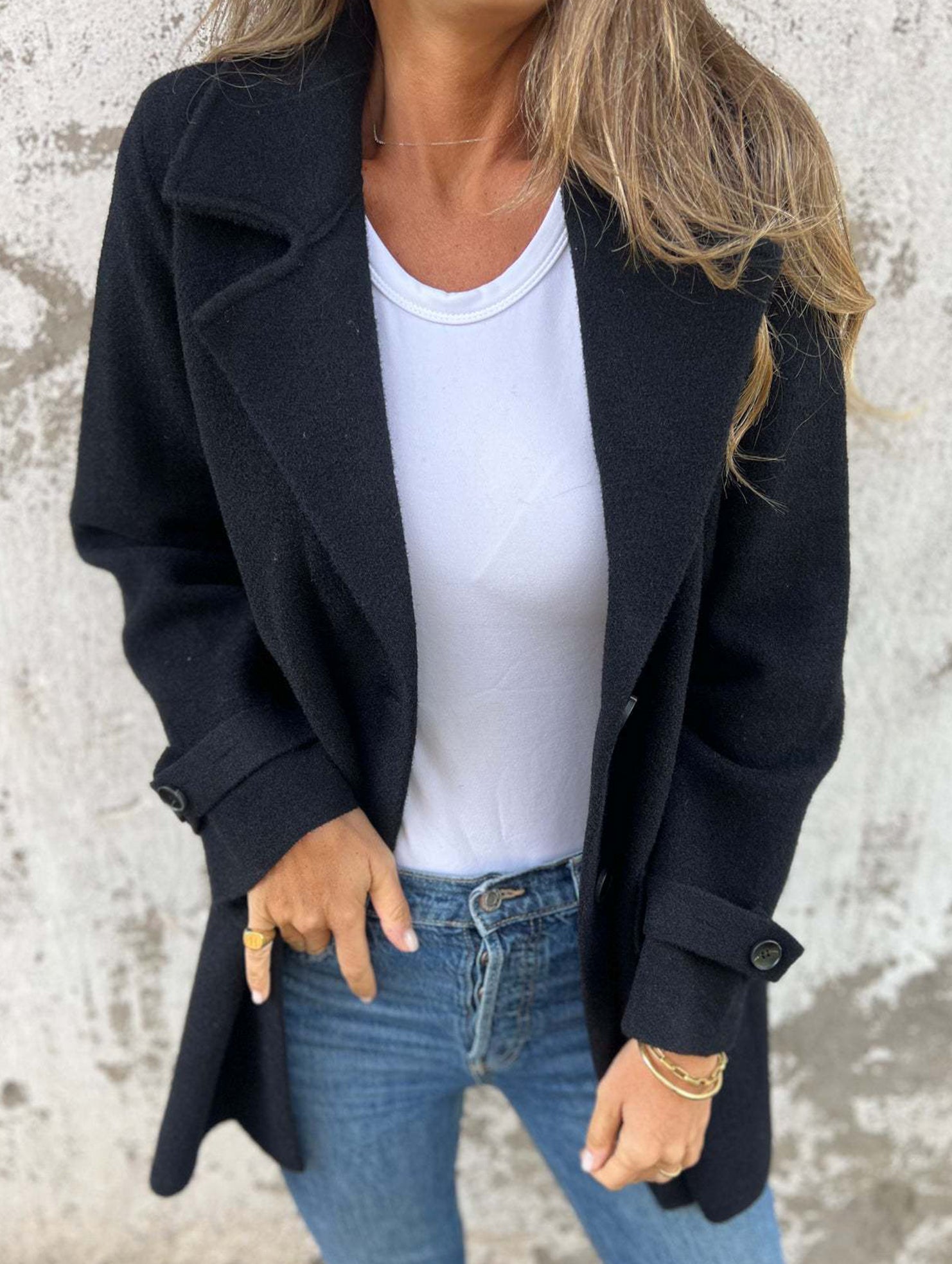 Casual loose lapel fake pocket cardigan