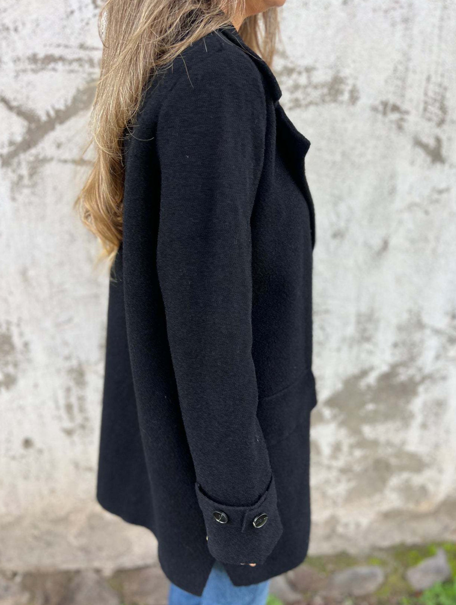 Casual loose lapel fake pocket cardigan