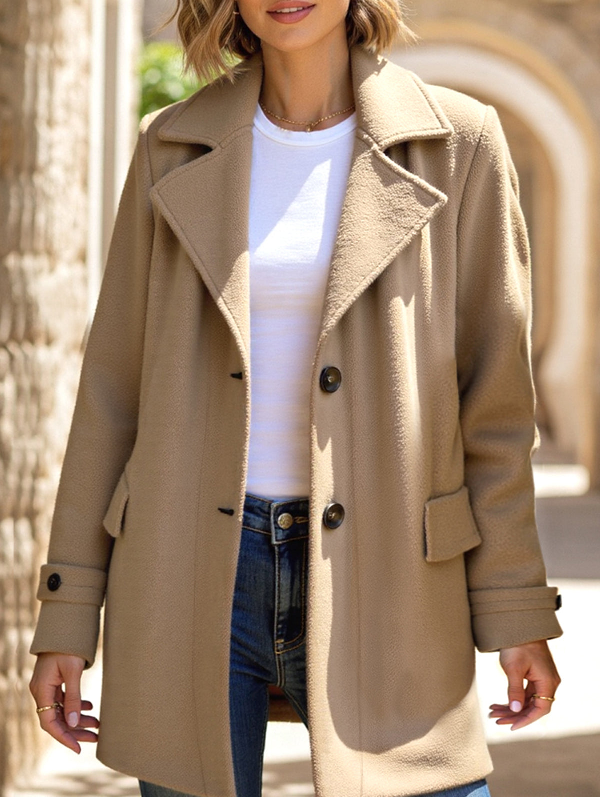 Casual loose lapel fake pocket cardigan