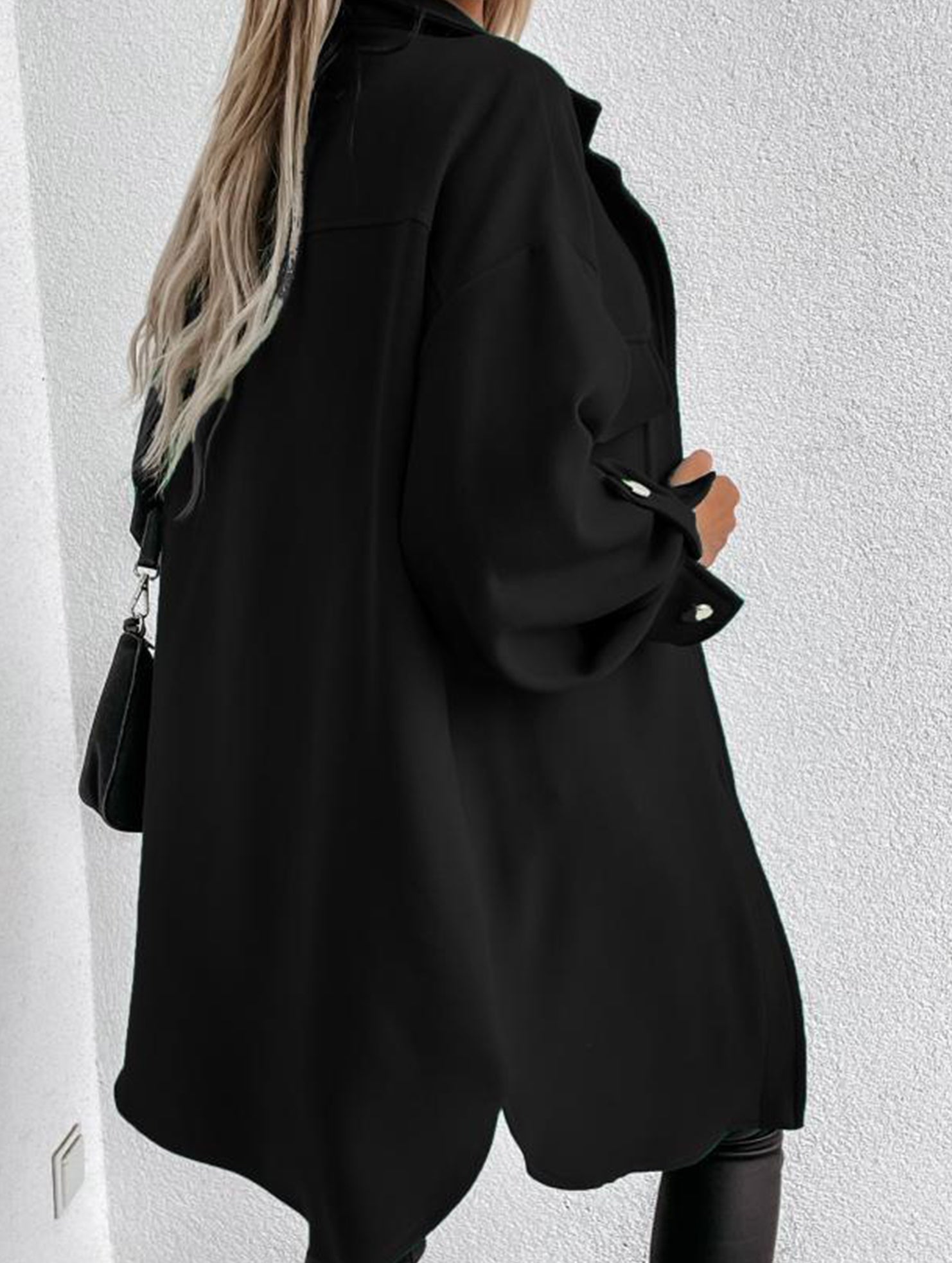 Button mid-length shirt jacket