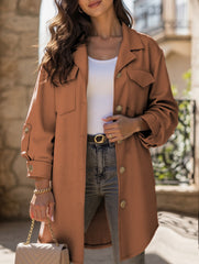 Button mid-length shirt jacket