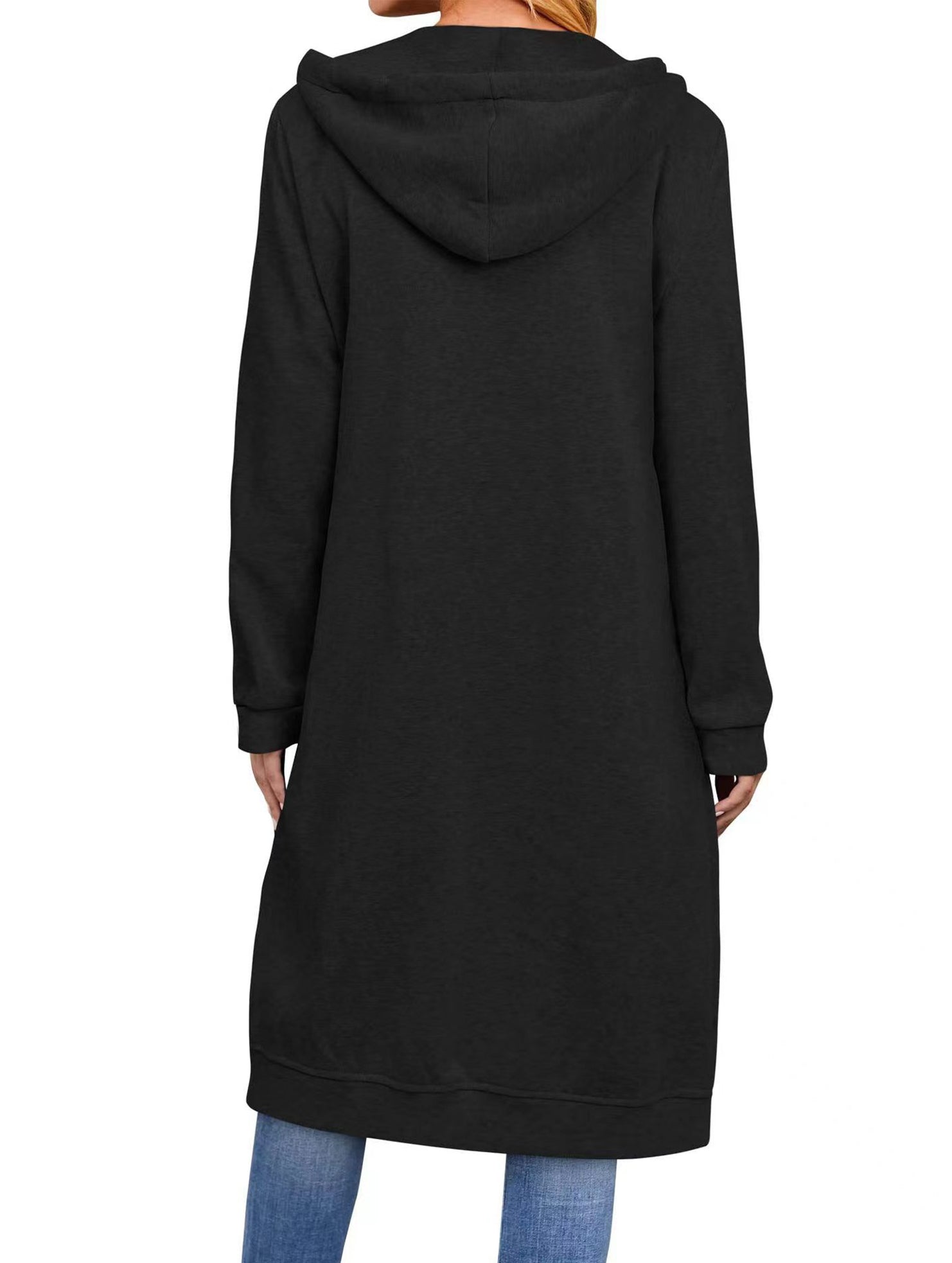 Loose zip-up long cardigan jacket