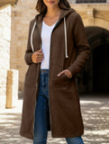 Loose zip-up long cardigan jacket