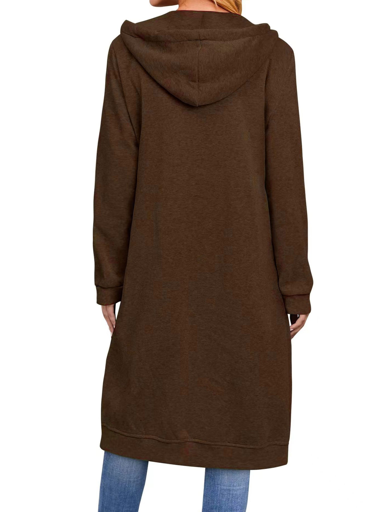 Loose zip-up long cardigan jacket