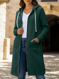 Loose zip-up long cardigan jacket