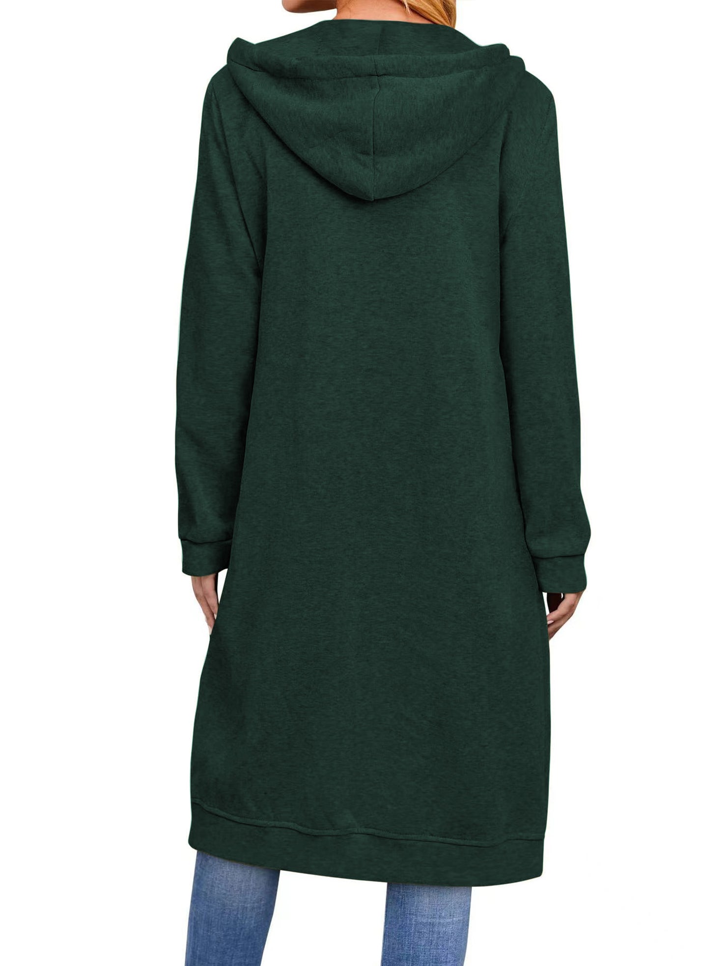 Loose zip-up long cardigan jacket