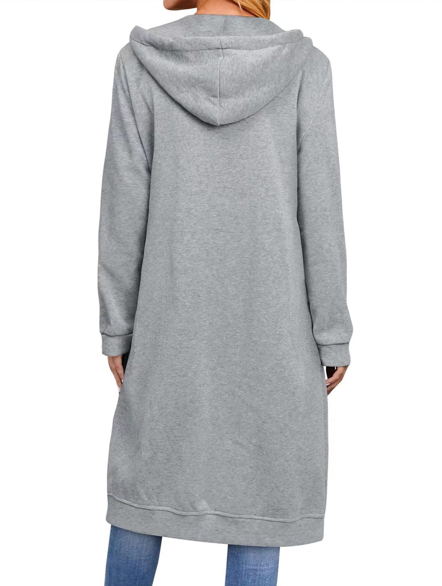 Loose zip-up long cardigan jacket