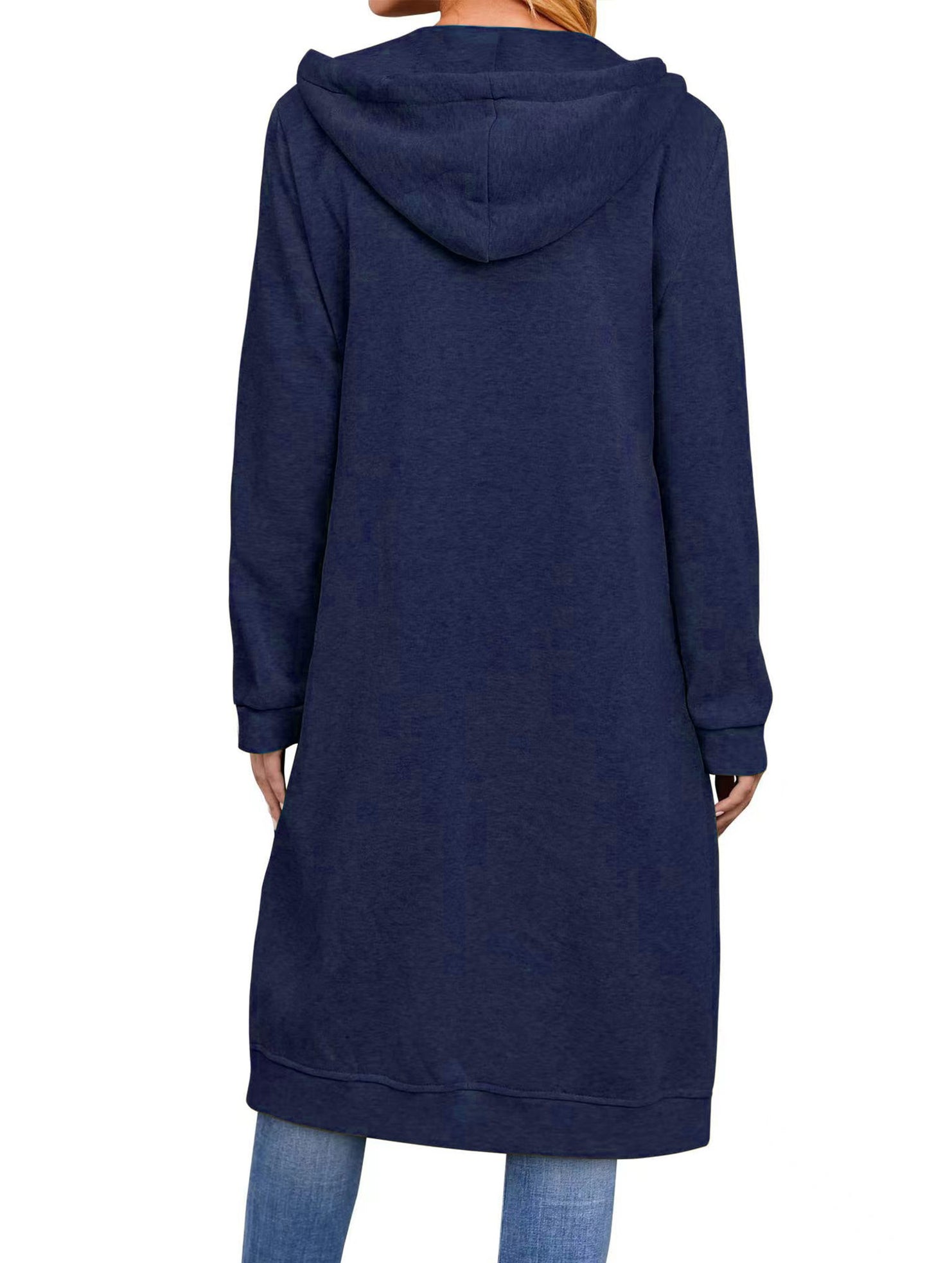 Loose zip-up long cardigan jacket