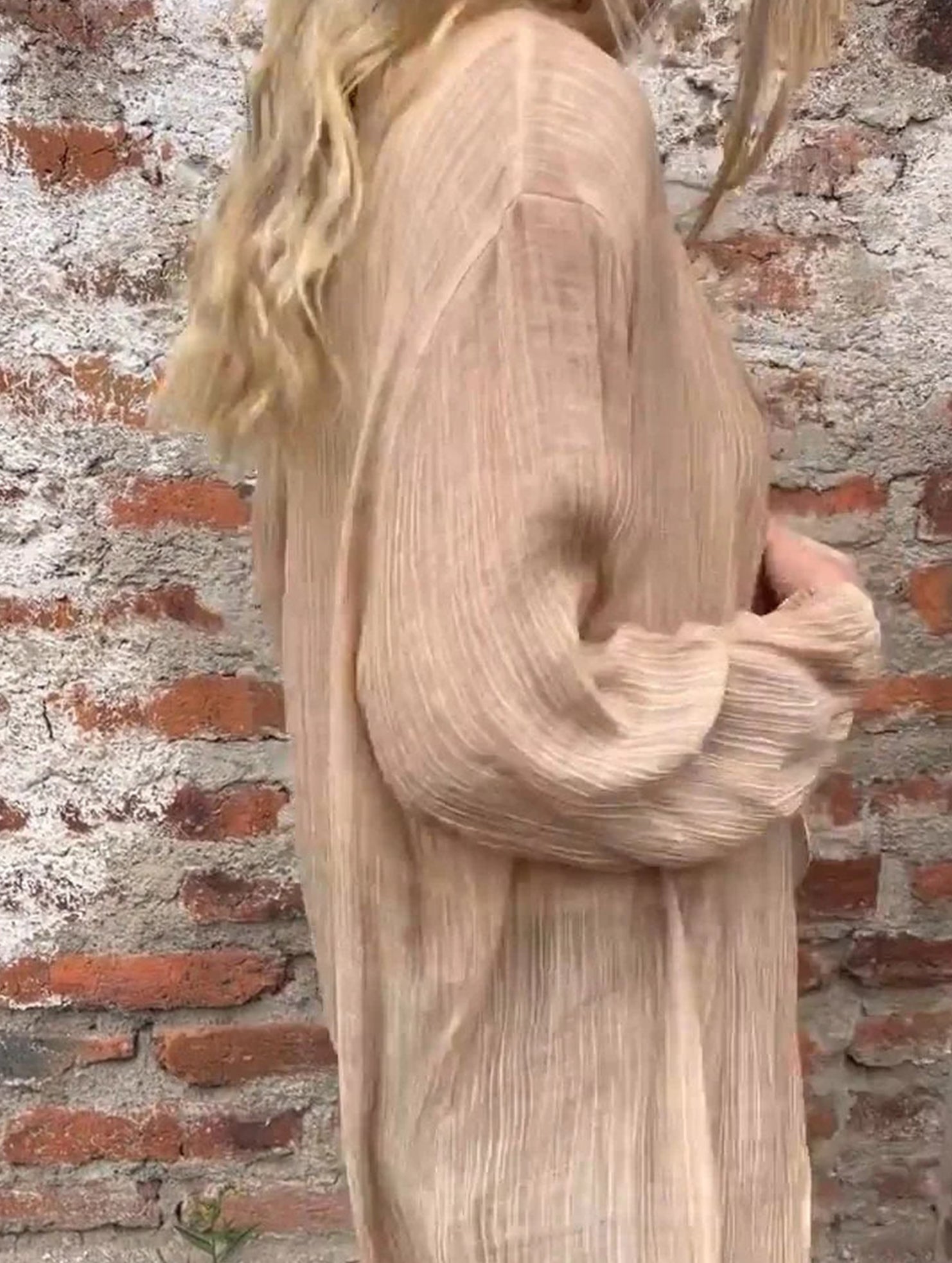 Long solid color casual long-sleeved cardigan