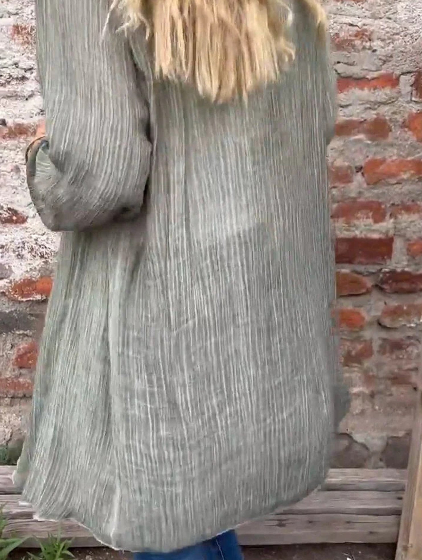 Long solid color casual long-sleeved cardigan