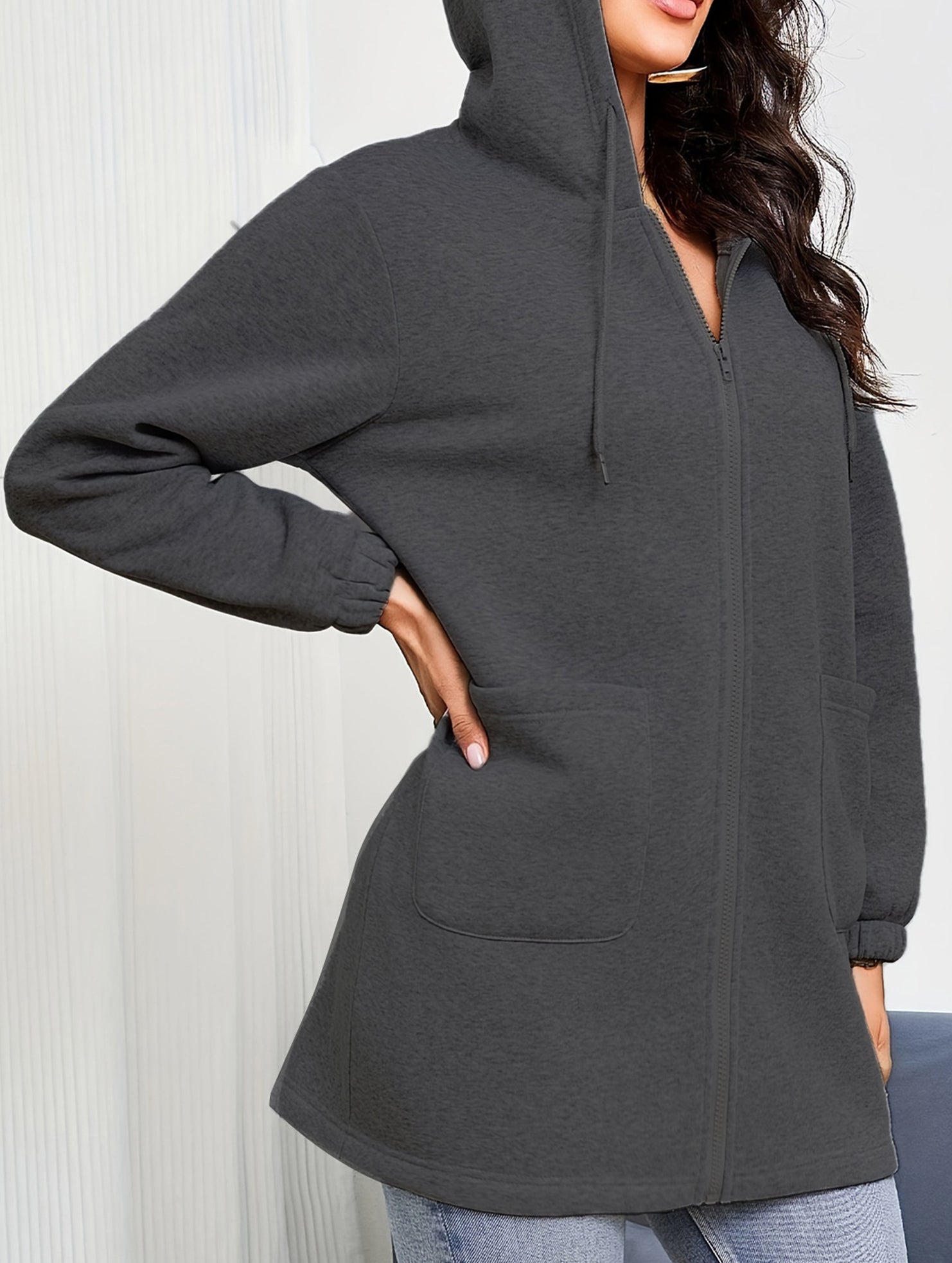 Casual loose long-sleeved half-zip sweatshirt