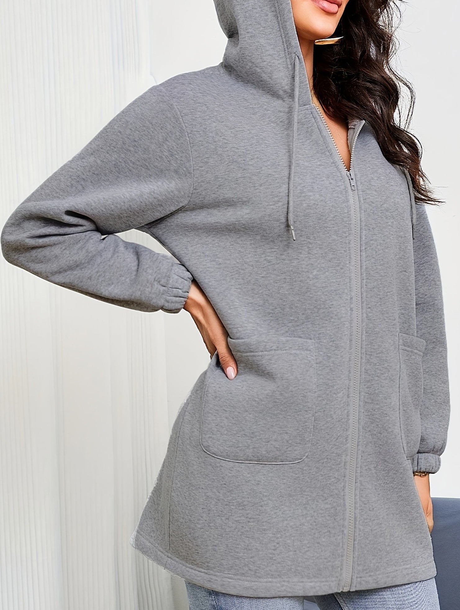 Casual loose long-sleeved half-zip sweatshirt