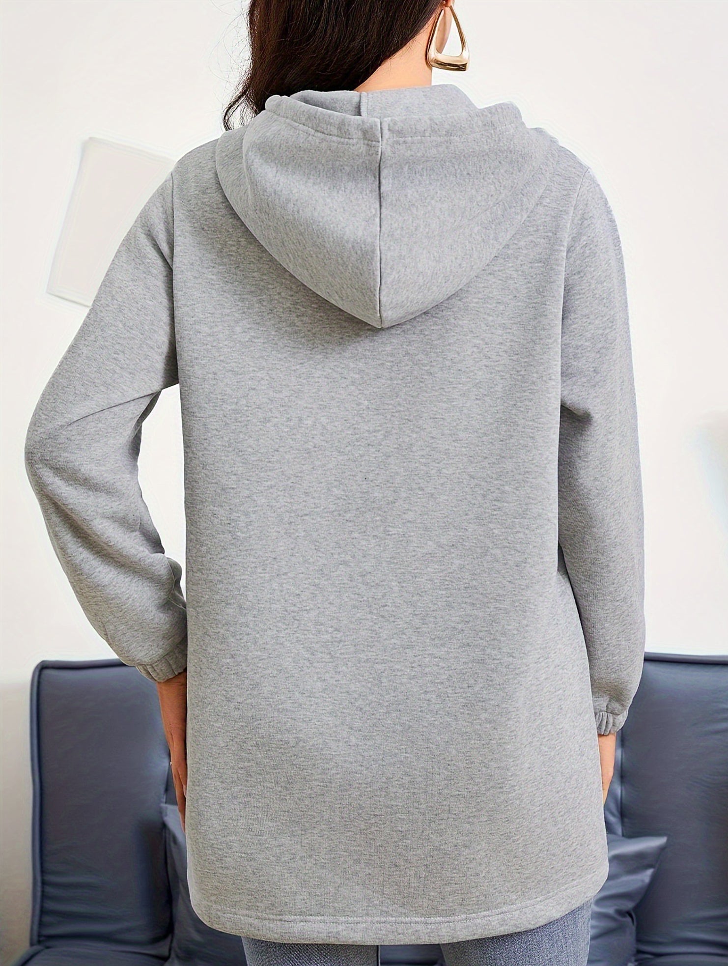 Casual loose long-sleeved half-zip sweatshirt