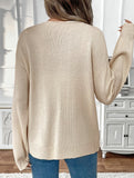 Casual lazy lace-up round neck solid color sweater