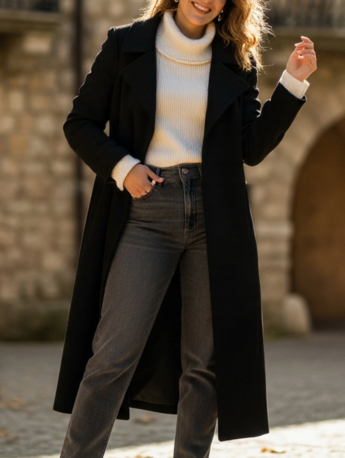 Casual suit collar long coat