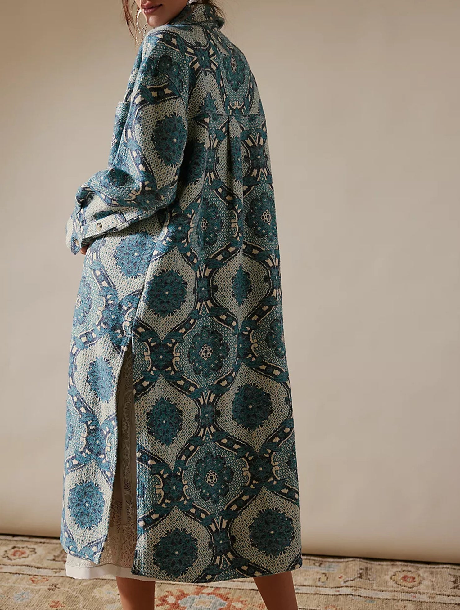 Lapel Long Single-Breasted Cardigan Shirt