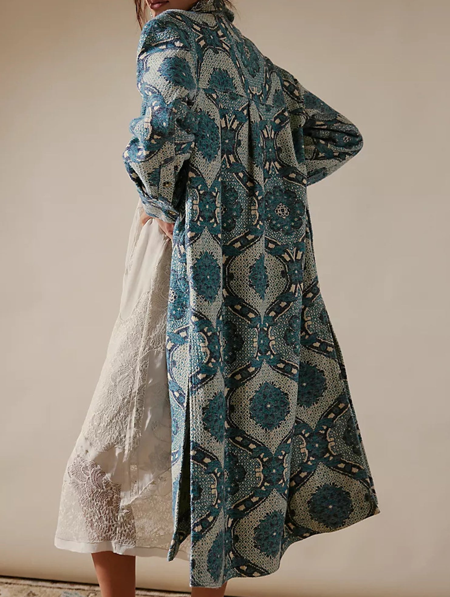 Lapel Long Single-Breasted Cardigan Shirt