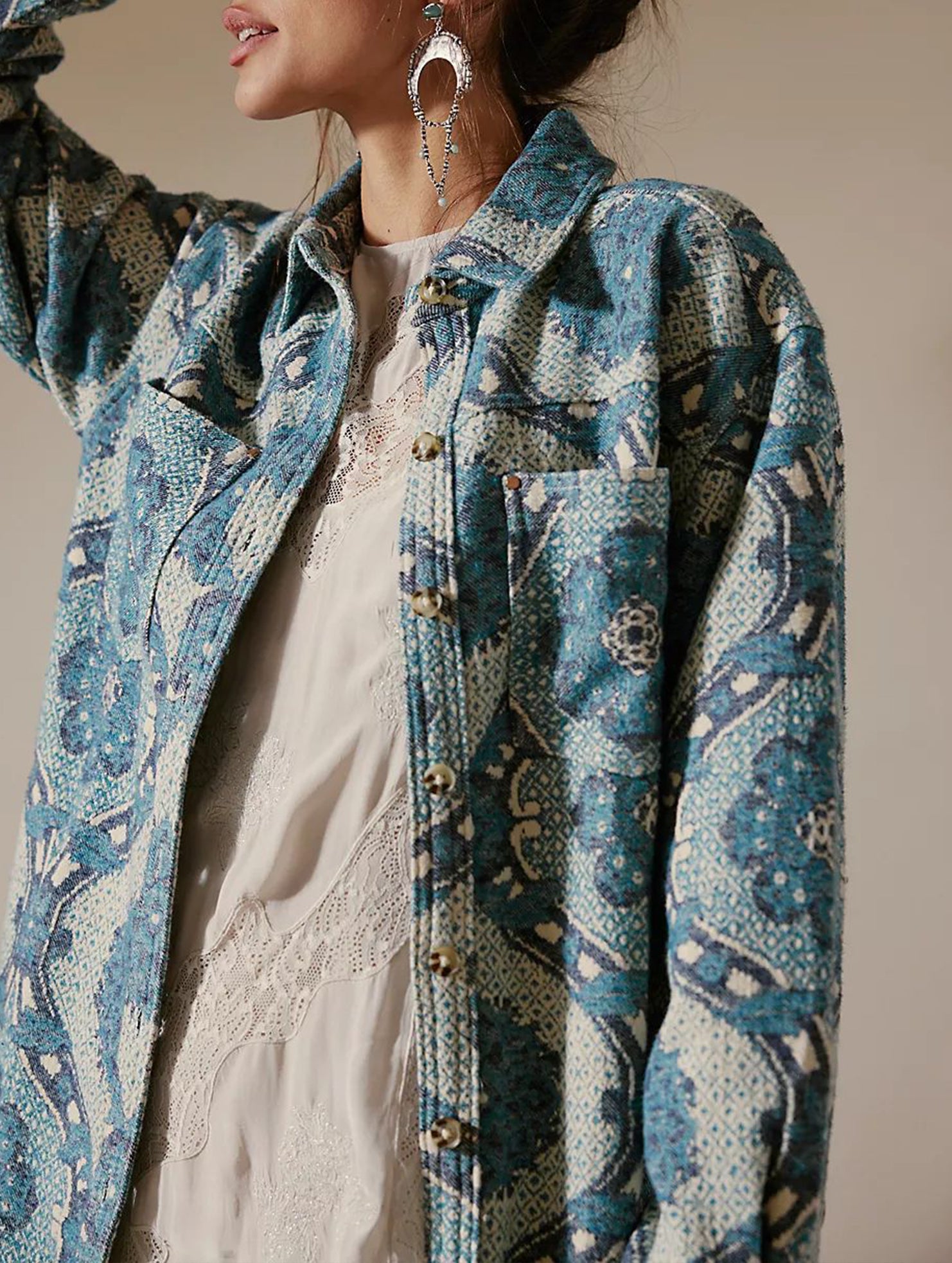 Lapel Long Single-Breasted Cardigan Shirt