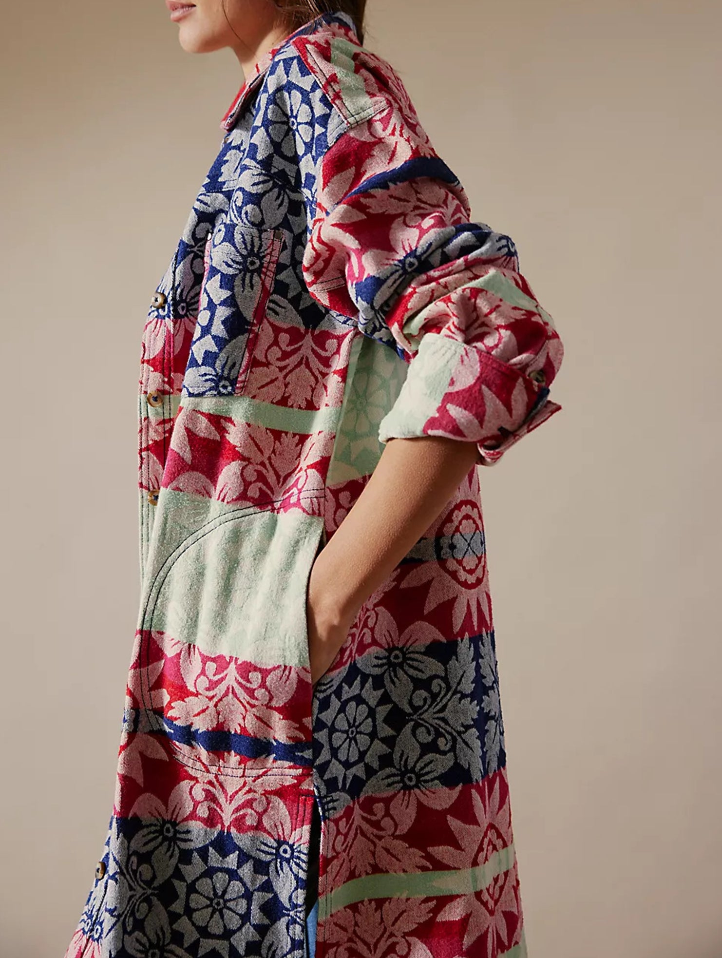 Lapel Long Single-Breasted Cardigan Shirt