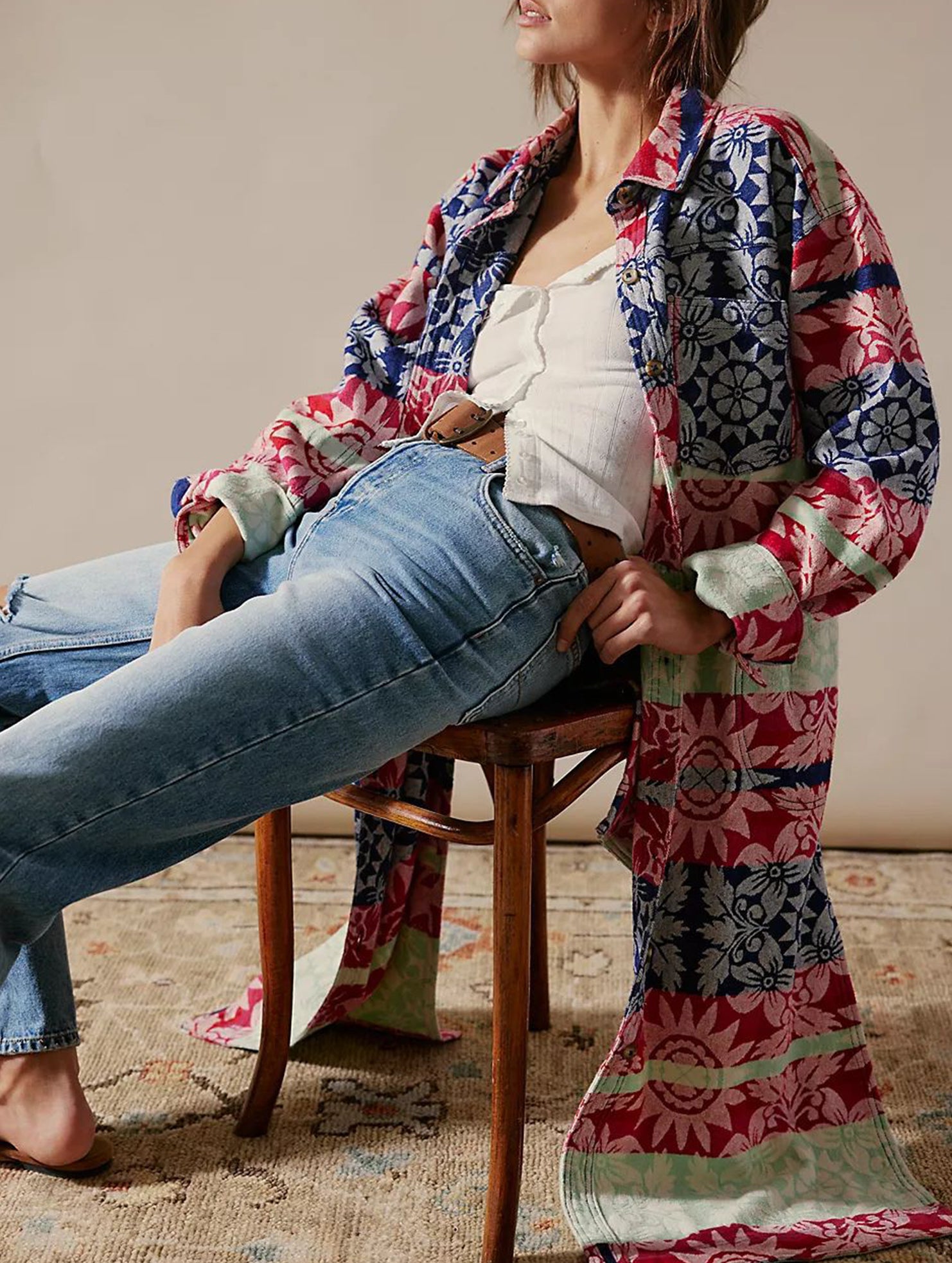 Lapel Long Single-Breasted Cardigan Shirt