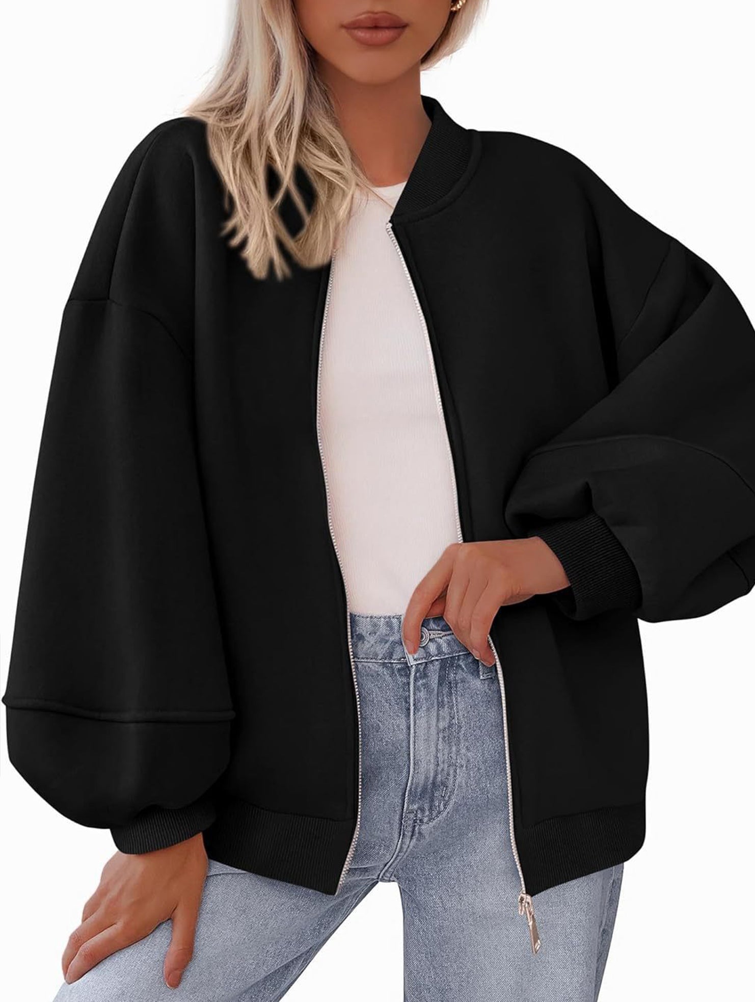 casual zip-up sweatshirt jacket