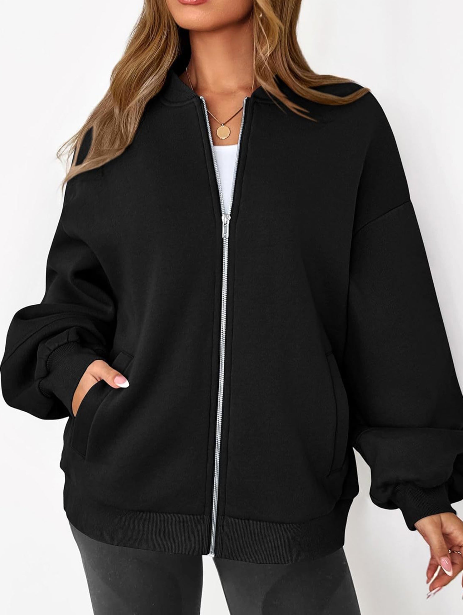 casual zip-up sweatshirt jacket