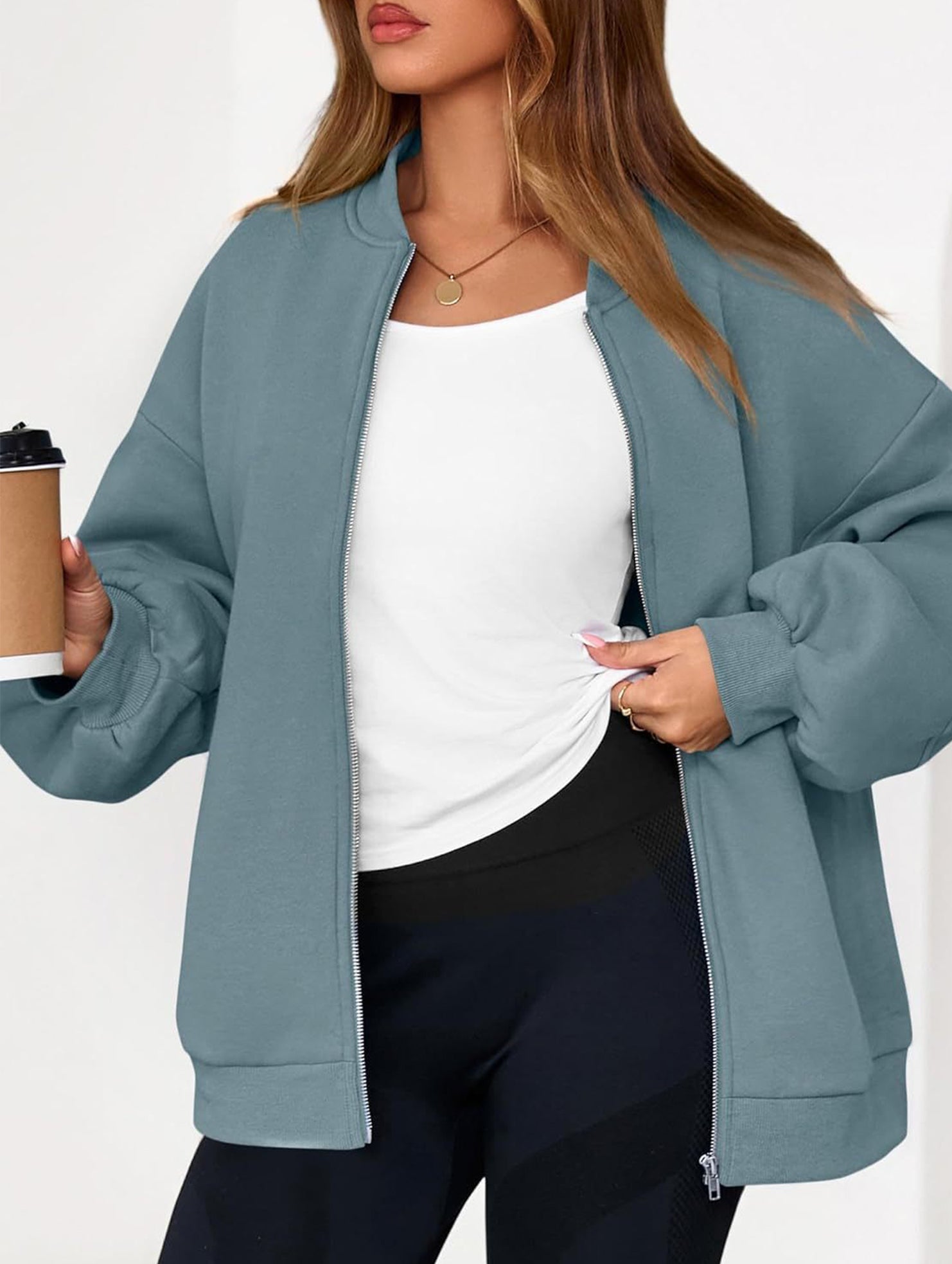 casual zip-up sweatshirt jacket