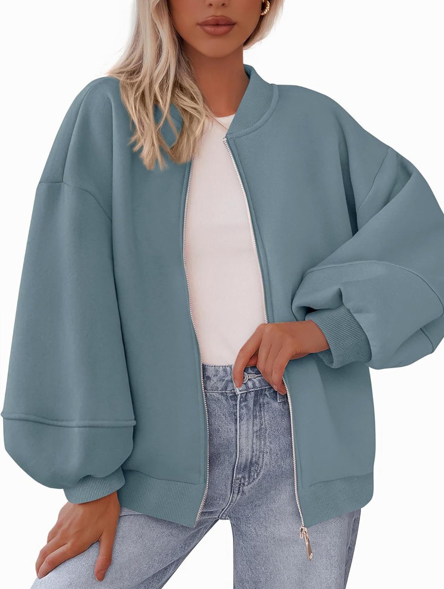 casual zip-up sweatshirt jacket