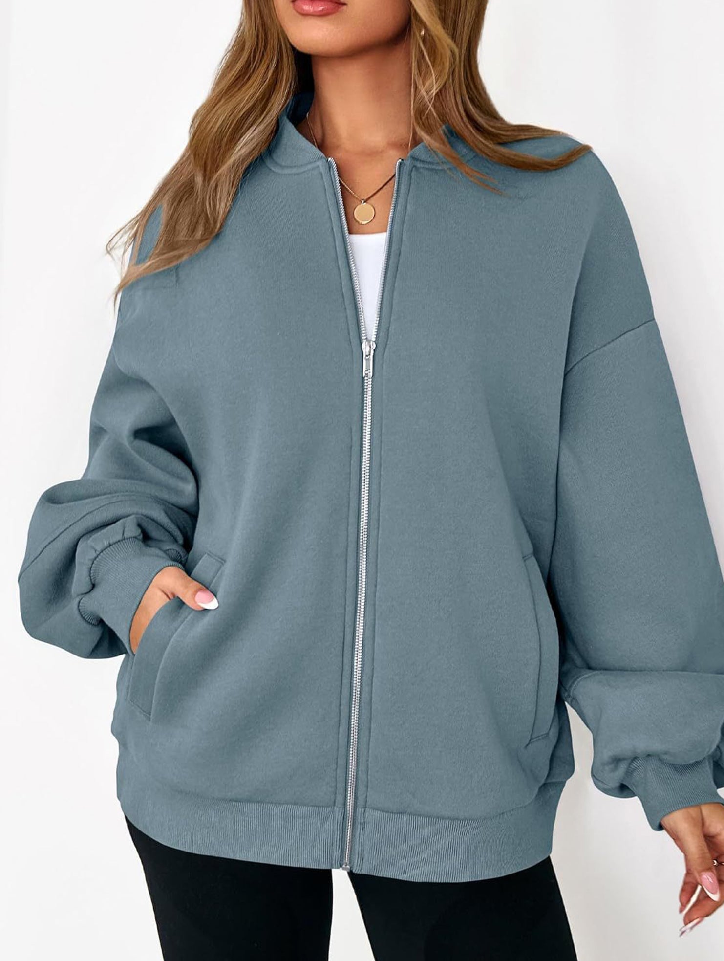 casual zip-up sweatshirt jacket