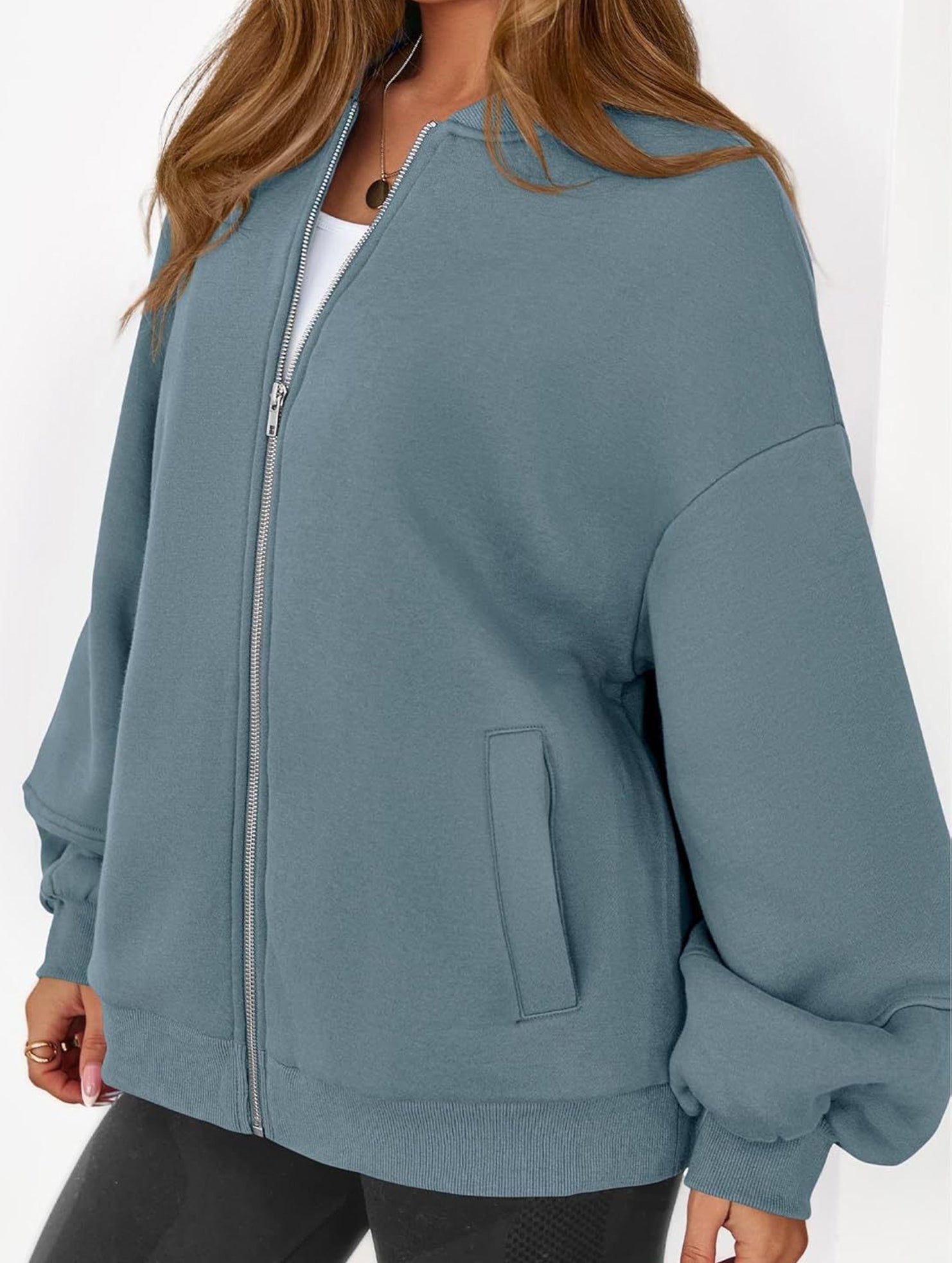 casual zip-up sweatshirt jacket